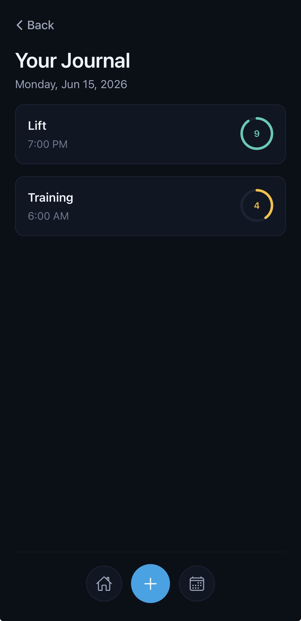 The Mental Pitch app journal screen